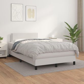 vidaXL Vidaxl - Cama Box Spring Con Colch&oacute;n Cuero Sint&eacute;tico Blanco 120x200 Cm