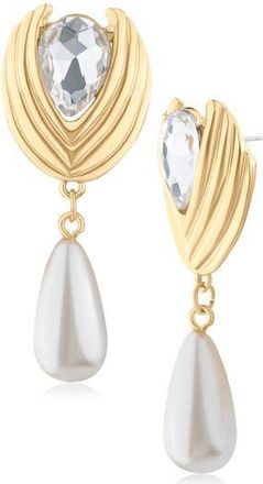 Jardin Crystal & Faux Pearl Drop Statement Earrings in White/Gold at Nordstrom Rack