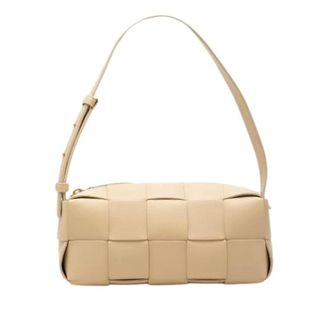 Bottega Veneta Pre-owned Woven Nappa Shoulder Bag - Dames - Pre-owned - Bruin - Maat: ONE Size Leer