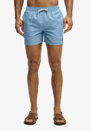 Superdry Badeshorts SUPERDRY EMBROIDERED LOGO 15 SWIM SHORT, Herren, Gr. XXL, N-Gr, endless sky blau, Web, Polyester, unifarben, Badehosen Badeshorts