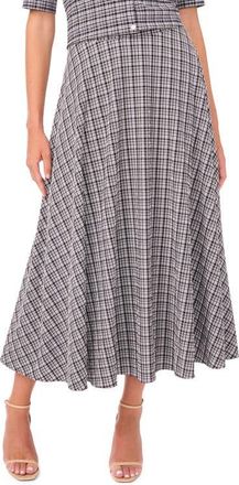 Vince Camuto Plaid Full Maxi Skirt in Rich Black at Nordstrom, Size 10