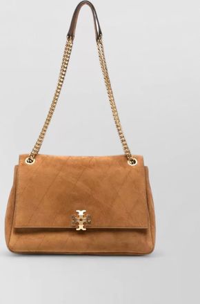 Tory Burch suede quilted clutch bag