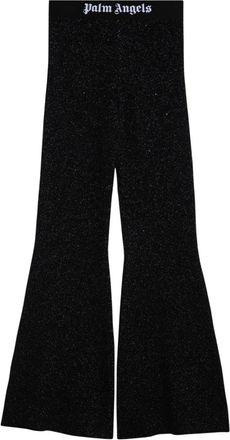 Palm Angels Zwarte Broek met 67%Pa 23%Pl 10%Ea - Dames - Wijde Broeken - Zwart - L - Polyester - Broeken