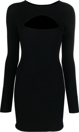 Dsquared2 Fitted Ribbed Black Viscose Mini Dress