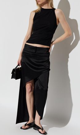 Courrèges Satin Skirt, Womens, Black