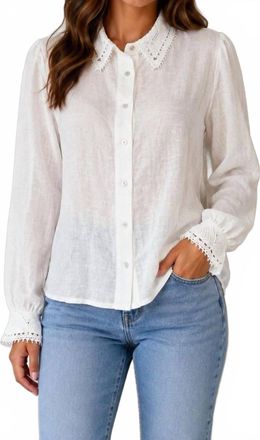 Elie Tahari Linen Blend Blouse In White