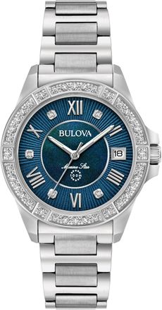 Bulova Quarzuhr »Marine Star« Armbanduhr, Damenuhr, Datum, Diamanten, Saphirglas, Edelstahlarmband