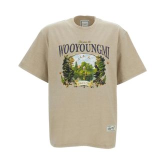 Wooyoungmi T-Shirts, male, Beige, Size: S Garden Graphic T-Shirt