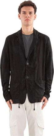 Transit Par-Such Linnen Gebreide Blazer - Heren - Blazers - Zwart - XL - Linnen - Jassen