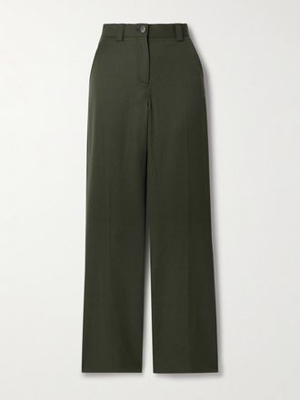 Veronica de Piante Pantaloni A Gamba Larga In Lana Grain De Poudre Avery - Verde