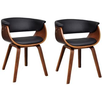 vidaXL Vidaxl - Sillas De Comedor 2 Unidades Madera Curvada Y Cuero Sint&eacute;tico