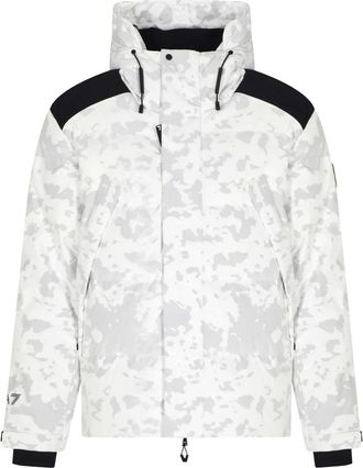 Emporio Armani Piumino con stampa camouflage e cappuccio - Bianco