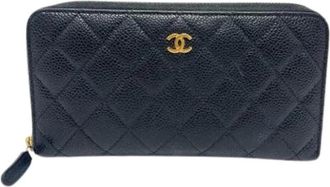 Chanel Pre-owned Vintage Long Wallet (bi-fold) - Dames - Vintage Accessoires - Zwart - ONE Size - Leer - Vintage