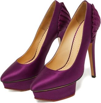 Charlotte Olympia 140mm leather heeled pumps - Purple