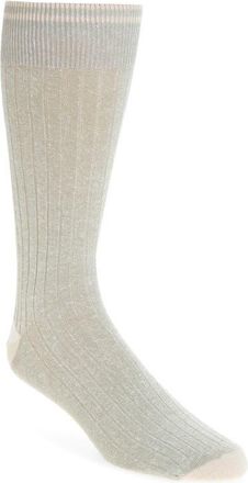 Nordstrom Ribbed Linen Blend Dress Socks in Sage at Nordstrom