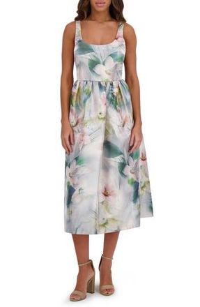 Kensie Shimmer Twill Midi Dress in Grey Multi at Nordstrom Rack, Size 6