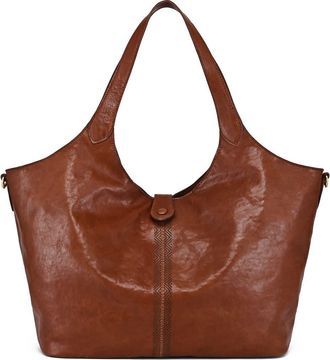OLD TREND Marigold Genuine Leather Spacious Refined Carryall Tote in Cognac at Nordstrom