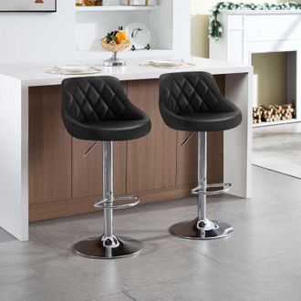 Woltu Woltu Lote De 2 Taburetes De Bar De Dise&ntilde;o Con Respaldo Negro