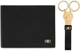 Ferragamo Gancini Wallet And Keychain Set - Black