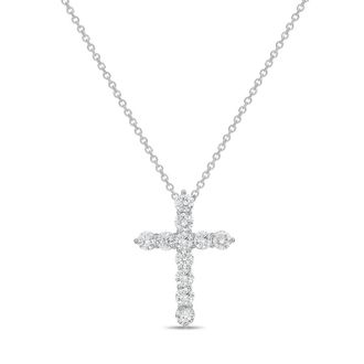 Diana M. Jewels 14kt White Gold 1.00 cts Lab Grown Round Diamond Cross Pendant
