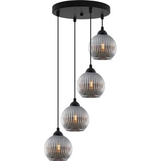 OEM L&aacute;mpara Colgante Riffle Negra 4 Planas Forma Grafito Bolas E27