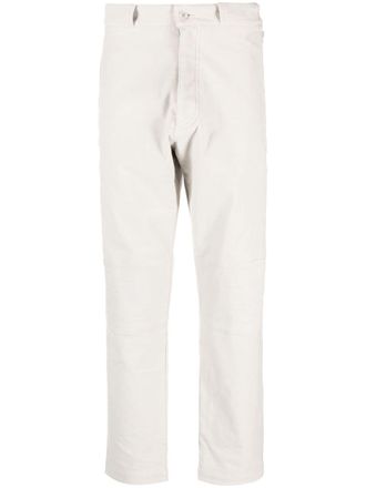Moschino logo-patch straight-leg trousers - men - Cotton/Elastane - 48 - Grey