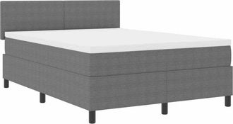 vidaXL Box Spring Bed Manual Light Grey and White 193 x 144 x 88 cm vidaXL