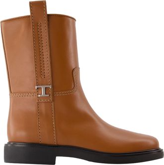 Tod's Tods Womens Gomma 20l Boots - Tods - Leather - Brown Calfskin - Size EU 39