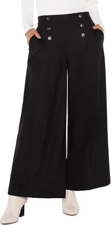 Liverpool L.A. Sailor Wide Leg Mid Rise Textured Stretch Woven Womens Dress Pants Black : LG 28, Nylon/Polyester/Rayon