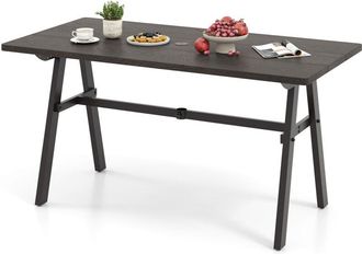 Costway 150x75cm Rustproof Outdoor Patio Table Zinc Aluminum Alloy Brown