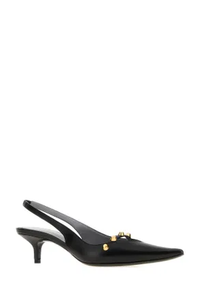 Balenciaga Pointed-Toe Kitten Heel Slingback Heel - Black