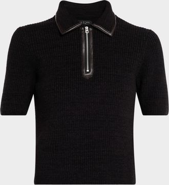 Rag & Bone Caterina Short-Sleeve Half-Zip Top