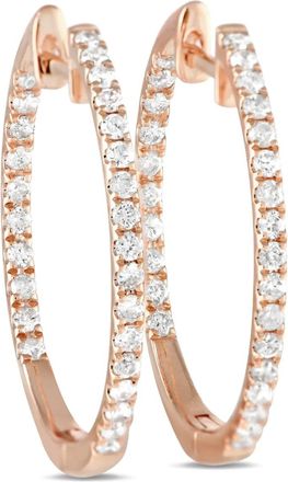 Luxury Bazaar 14kt roségouden Inside-Out oorbellen met diamant - Roze