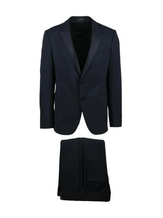 Emporio Armani Tailored Wool Stretch Tuxedo Suit With Satin Lapels