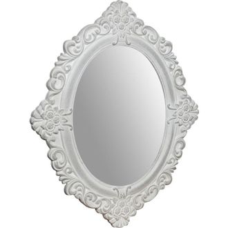 Biscottini International Biscottini - Antiqued white finish sized Hanging Wall Mirror