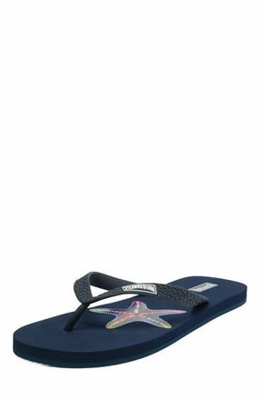 Vilebrequin Mens VBQ Line Flip Flops in Bleu Marine at Nordstrom, Size 10