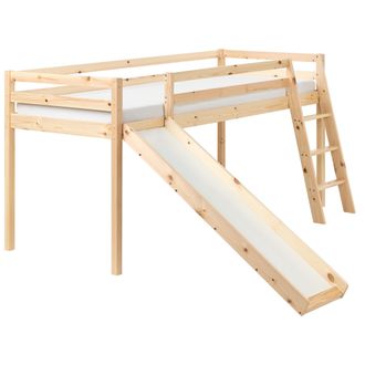 Beliani Beliani - Cama De Media Altura Con Somier 90 X 200 Cm Infantil Con Tobog&aacute;n Madera De Pino Clara Staple