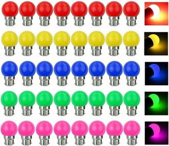 OEM Paquete De 40 Bombillas Led B22 De 3w Multicolor Y 300lm Para Decoraci&oacute;n De Interiores Y Exteriores, Fiestas Y Bares