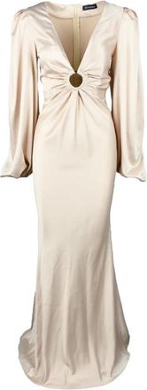 Actualee jurk vrouw - Dames - Avondkleed - Beige - M - Polyester - Kleedjes