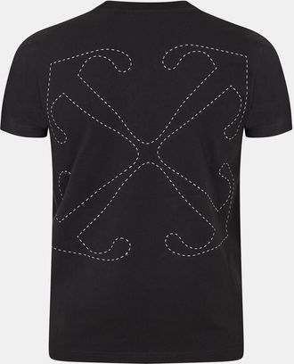 Off-white Mens Off White Stitch Slim Fit Crew Neck Short Sleeve T-Shirt in Black-White - Size X-Large