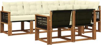 vidaXL Conjunto De Sof&aacute;s De Exterior 7 Uds. Natural Y Crema Vidaxl