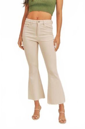 Sadie & Sage High Waisted Denim Flare Jeans In Oatmeal