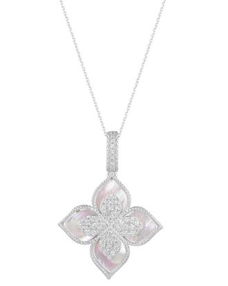 Suzy Levian Suzy Levian Silver Cz Flower Clover Dangle Necklace