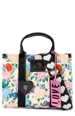Kurt Geiger Southbank Floral Canvas Tote in Charcoal at Nordstrom