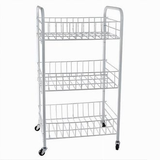 Trade Shop Trade Shop - Carrello In Metallo Da Bagno Portaoggetti 3 Ripiani Porta Oggetti Con Ruote 52531