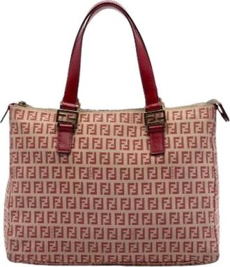 Fendi Pre-owned Canvas Tote Bag - Dames - Vintage Shopper - Beige - ONE Size - Leer - Vintage
