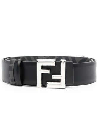Fendi Riem met logogesp - Zwart
