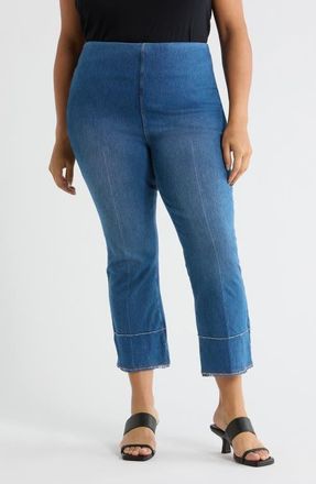 Lyss&eacute; Dara High Waist Seamed Fringe Hem Crop Jeans in Mid Wash at Nordstrom, Size 2 X