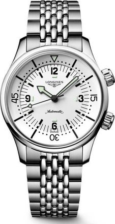 Longines Legend Diver Automatic Bracelet Watch, 39mm in White at Nordstrom