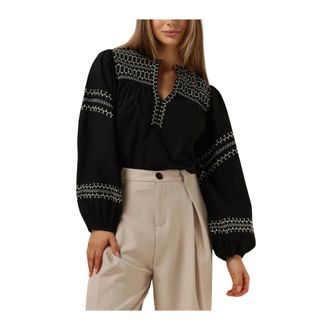 Summum Dames, Blouses & Shirts, Zwart, Maat: XS Katoen